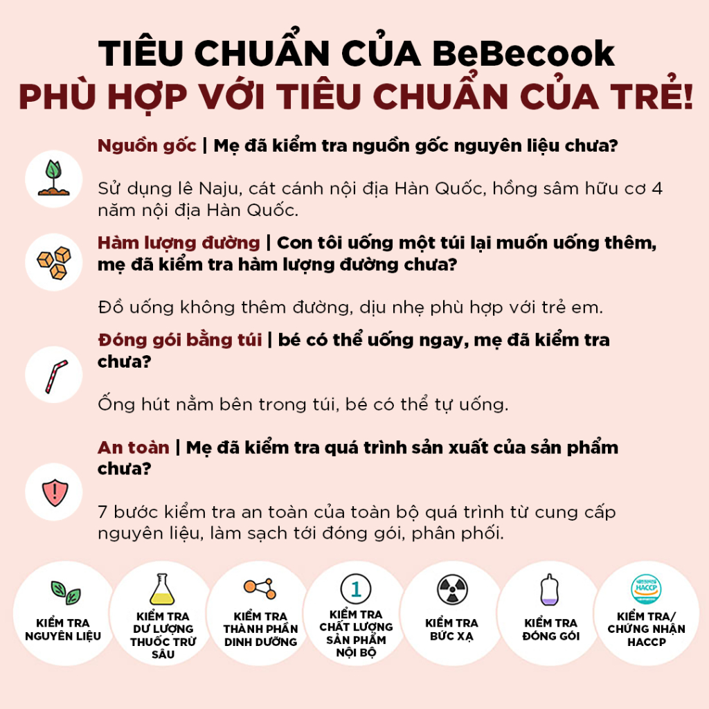 Nước ép trái cây lê cát cánh cho bé BeBecook nhiều hương vị từ trái cây giúp trẻ có sức đề kháng giảm ho đờm 100ml/túi