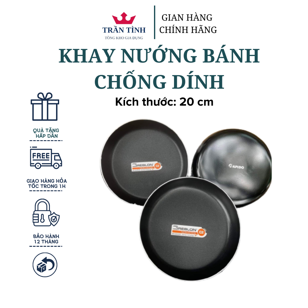 KHAY NƯỚNG CHỐNG DÍNH LÀM BÁNH, ĐỒ NƯỚNG RAPIDO 20CM