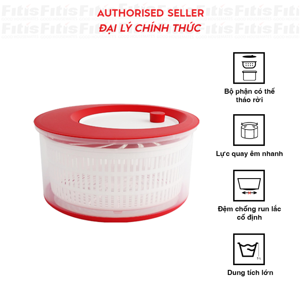 RỔ QUAY RAU FITIS Nora Salad Spinner - ĐỎ FB-01R1