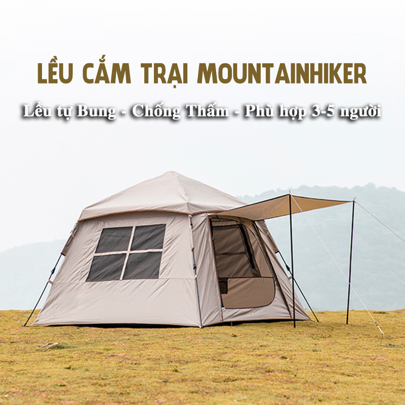 Lều Cắm Trại Có Mái Che Mountainhiker Lều Tự Bung Chống Mưa Chống Gió Chất Lượng Cao Lều Dã Ngoại Cho 4-5 Người VT207