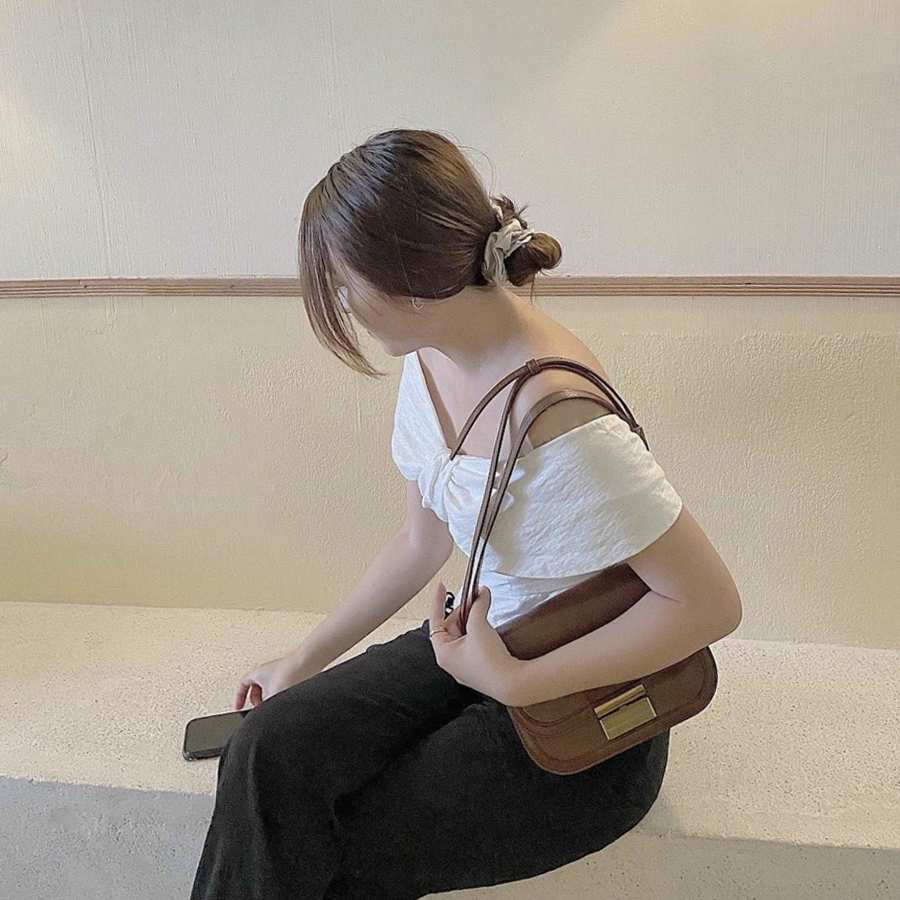 Áo peplum trễ vai nữ trắng ngắn tay nơ ngực đủ size kèm hình thật sản phẩm