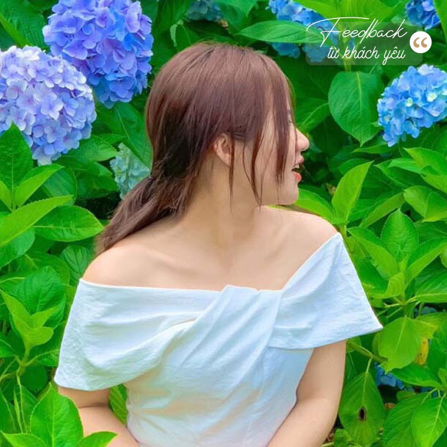 Áo peplum trễ vai nữ trắng ngắn tay nơ ngực đủ size kèm hình thật sản phẩm