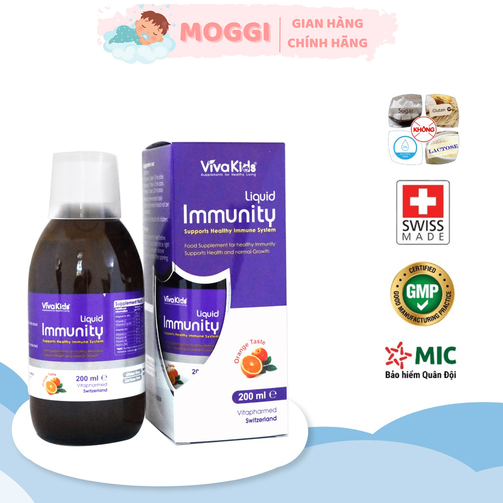 Siro Tăng đề kháng từ Keo ong xanh VivaKids Immunity hỗ trợ phòng ngừa bệnh đường hô hấp (C/200ml)