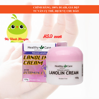 Kem dưỡng ẩm mỡ cừu Healthy Care Lanolin Cream Sheep Plancenta - Vitamin E, Úc (100g)