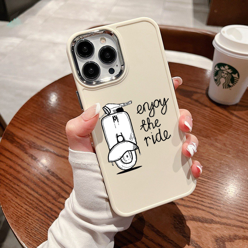 Ốp điện thoại TPU silicon camera bạc Enjoy the ride cho iPhone 14 Pro max 13 Pro Max 12 Pro Max 11 xr xs sg1538