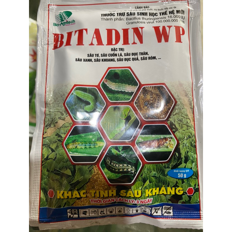 chế phẩm sinh hoc diệt sâu tơ, sâu xanh,sâu cuốn lá, sâu kháng thuốc… BITDIN WP