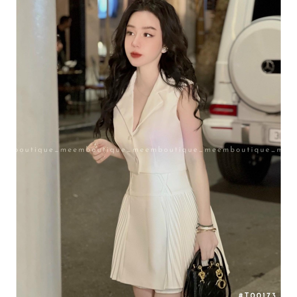 MEEM_T173 - Set vest croptop và chân váy xòe