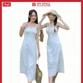 Đầm nữ vmstyle dáng dài 2 dây thắt nơ họa tiết hoa nhỏ vm107 - vdu00394