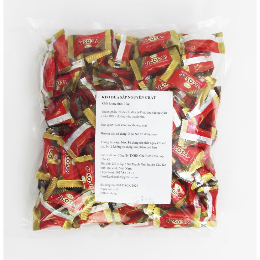 Kẹo dừa sáp Vicosap nguyên chất 500g