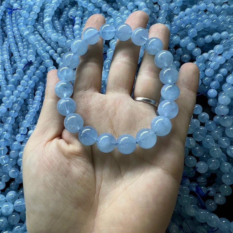 Vòng Tay Phong Thuỷ Đá Aquamarine sez 6 - 12 ly(hợp mệnh thủy , mộc )