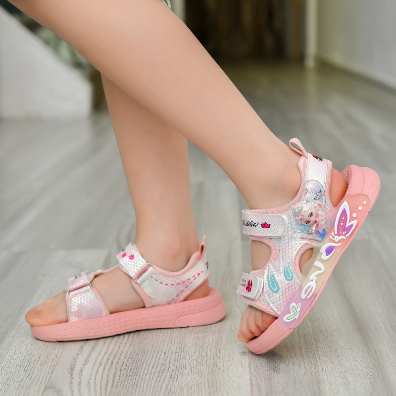 Dép Sandal Cho Bé Gái 3-12 Tuổi, Dép Xăng Đan Công Chúa Đế Dẻo In Họa Tiết Màu Pastel Siêu Dễ Thương