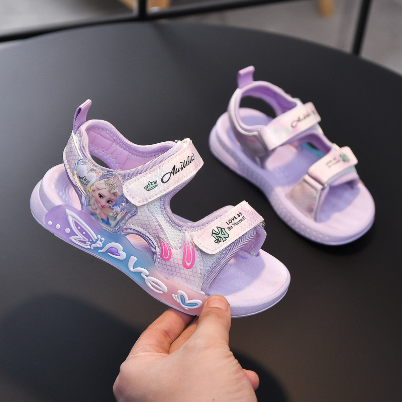 Dép Sandal Cho Bé Gái 3-12 Tuổi, Dép Xăng Đan Công Chúa Đế Dẻo In Họa Tiết Màu Pastel Siêu Dễ Thương