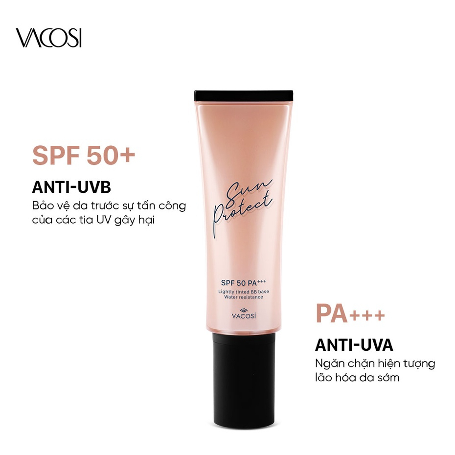 Kem Chống Nắng và Lót Trang Điểm VACOSI BB BASE SUN PROTECT SPF50 PA+++