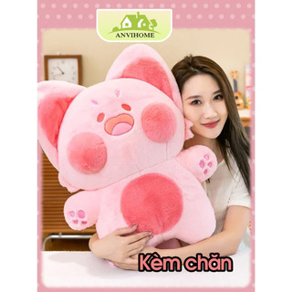  Gối ôm hình Mèo ANVIHOME mẫu mèo Dudu Mềm Mịn Đáng Yêu Cao Cấp -Mèo racoon 