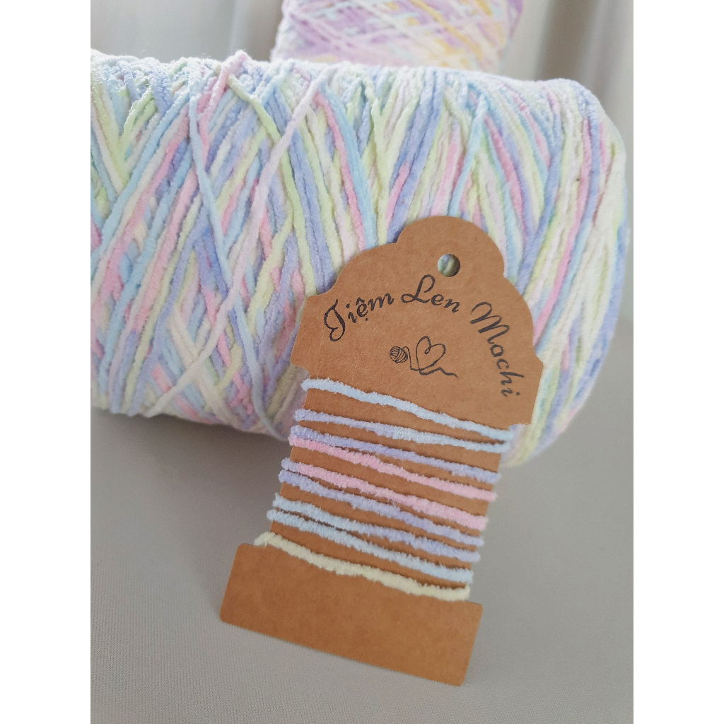Len nhung đũa màu loang cầu vồng pastel móc áo, túi