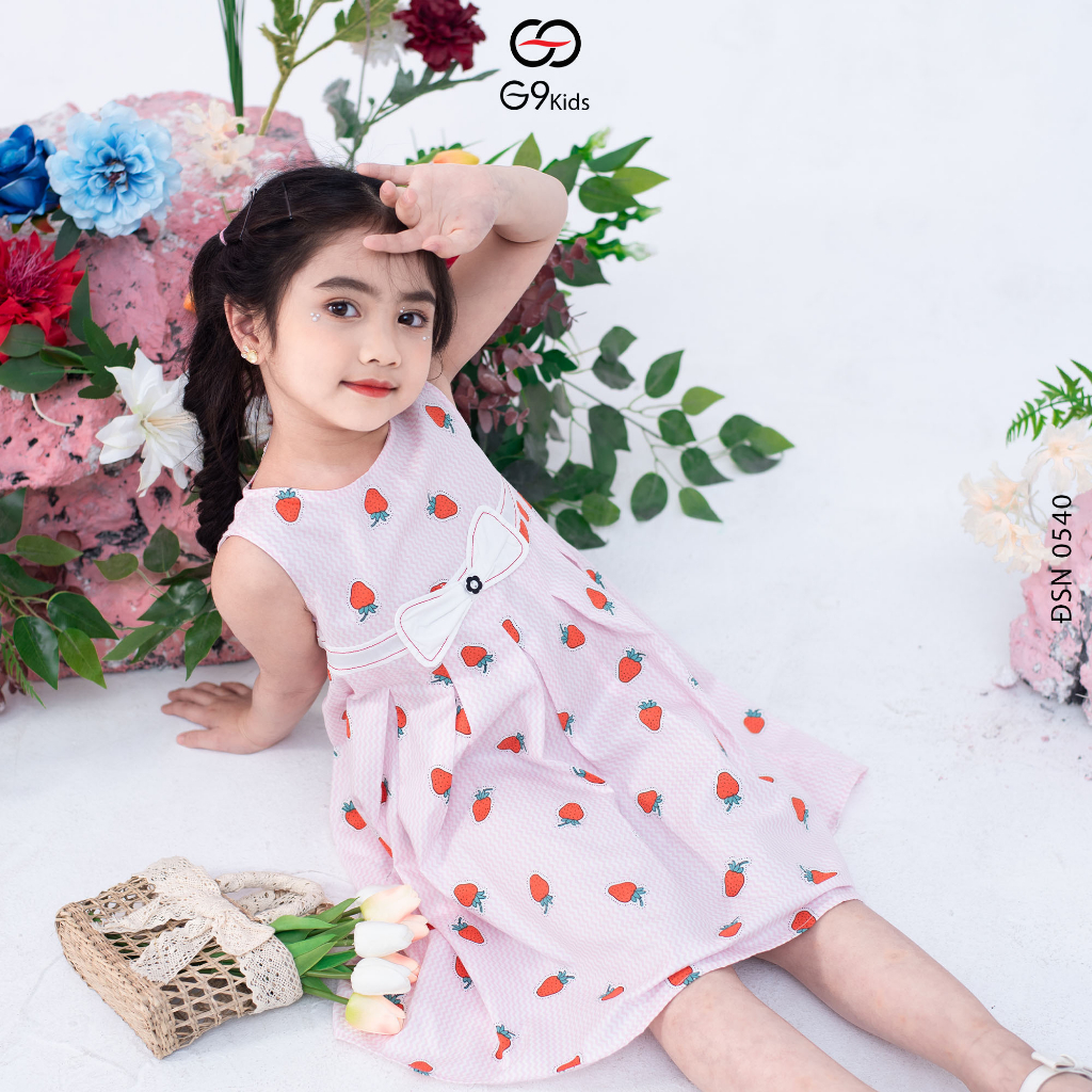 Đầm bé G9moza 0540 chất kate cao cấp, mềm mịn