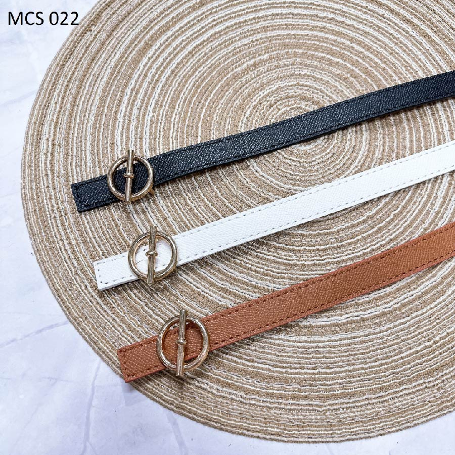 MCS022 Thắt lưng nữ bản nhỏ size 1.5 cm da nhân tạo, đẹp .Dây thắt lưng nịt quần áo nữ nhiều kiểu mặt vàng nhỏ xinh kiểu