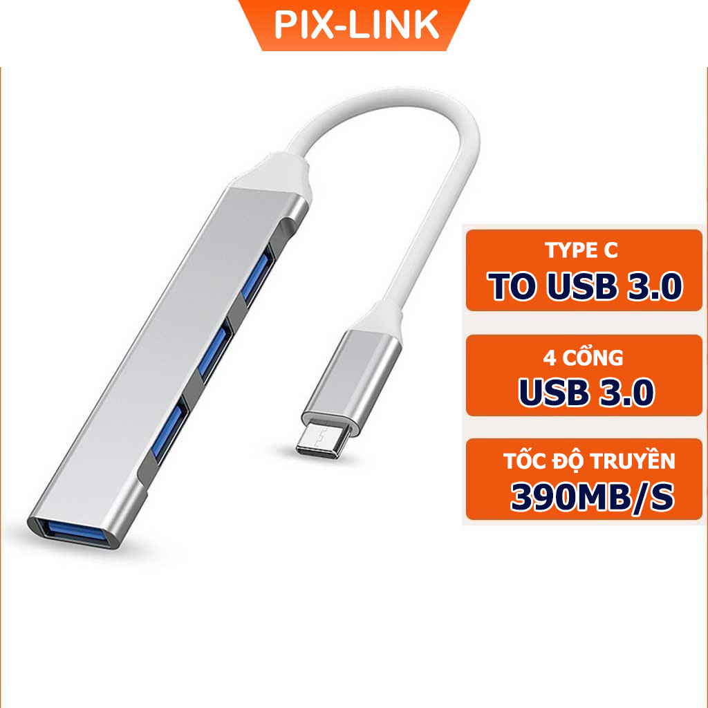 Bộ chuyển đổi TYPE-C sang USB 3.0, cáp chuyển đổi Type-c sang 4 cổng USB tốc độ cao