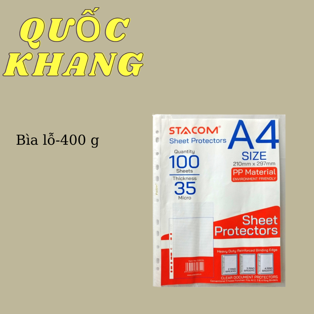 Bìa Lá Stacom D3035 A4 Gáy 11 Lỗ (400 g)