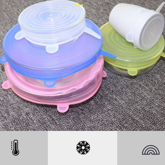 set 6 nắp silicon dẻo đậy thực phẩm