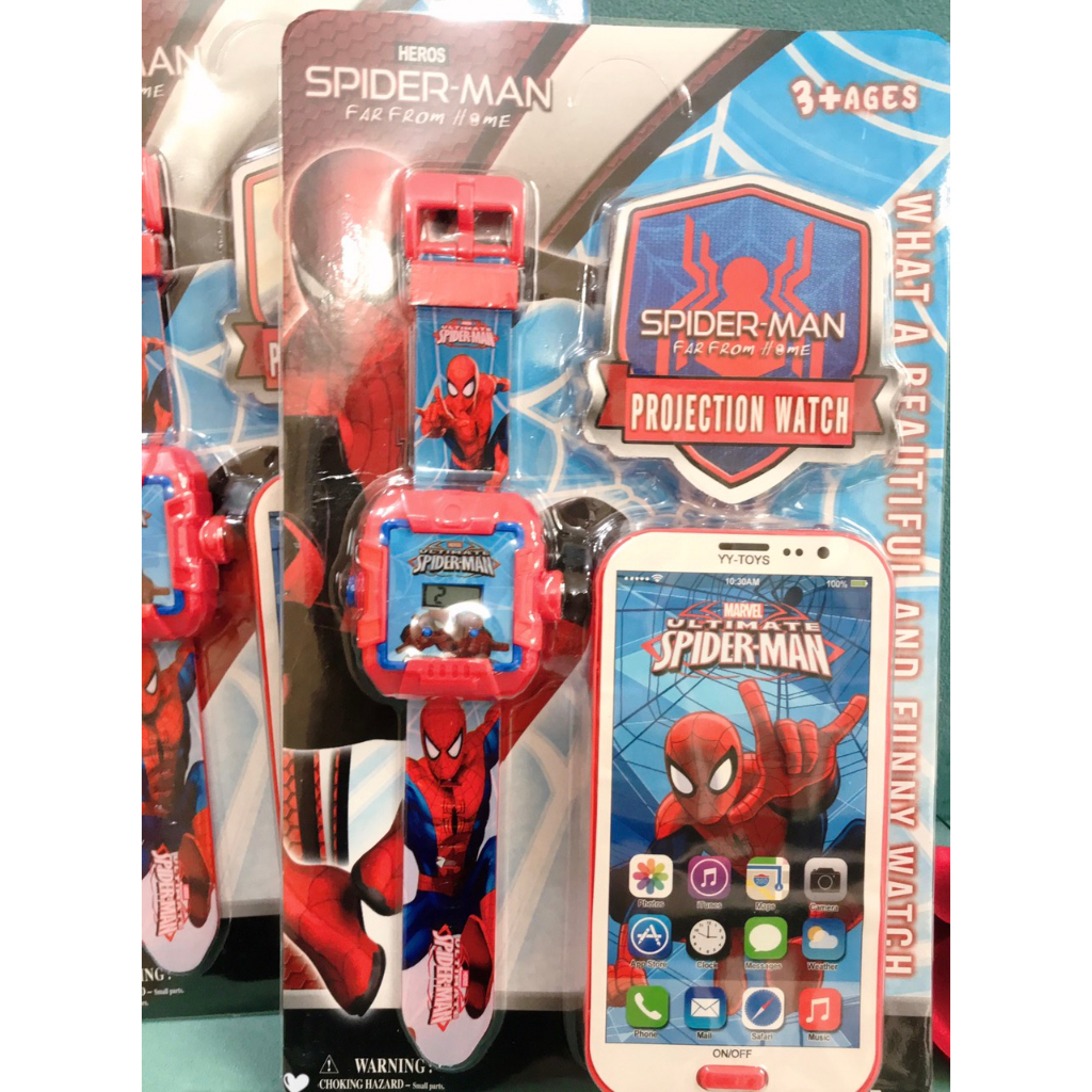 Bộ đồ chơi đồng hồ đeo tay kèm điện thoại người nhện Spider Man thú vị cho bé
