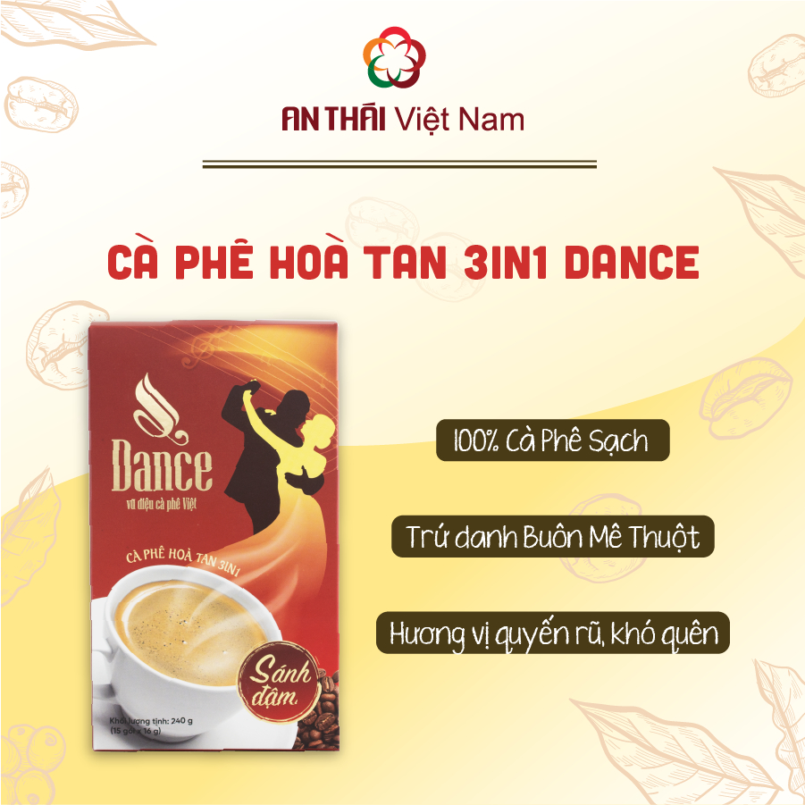 Cà Phê Hòa Tan 3in1 Dance - AnTháiCafé Vị Sánh Đậm (Hộp 15gói x 16gr)