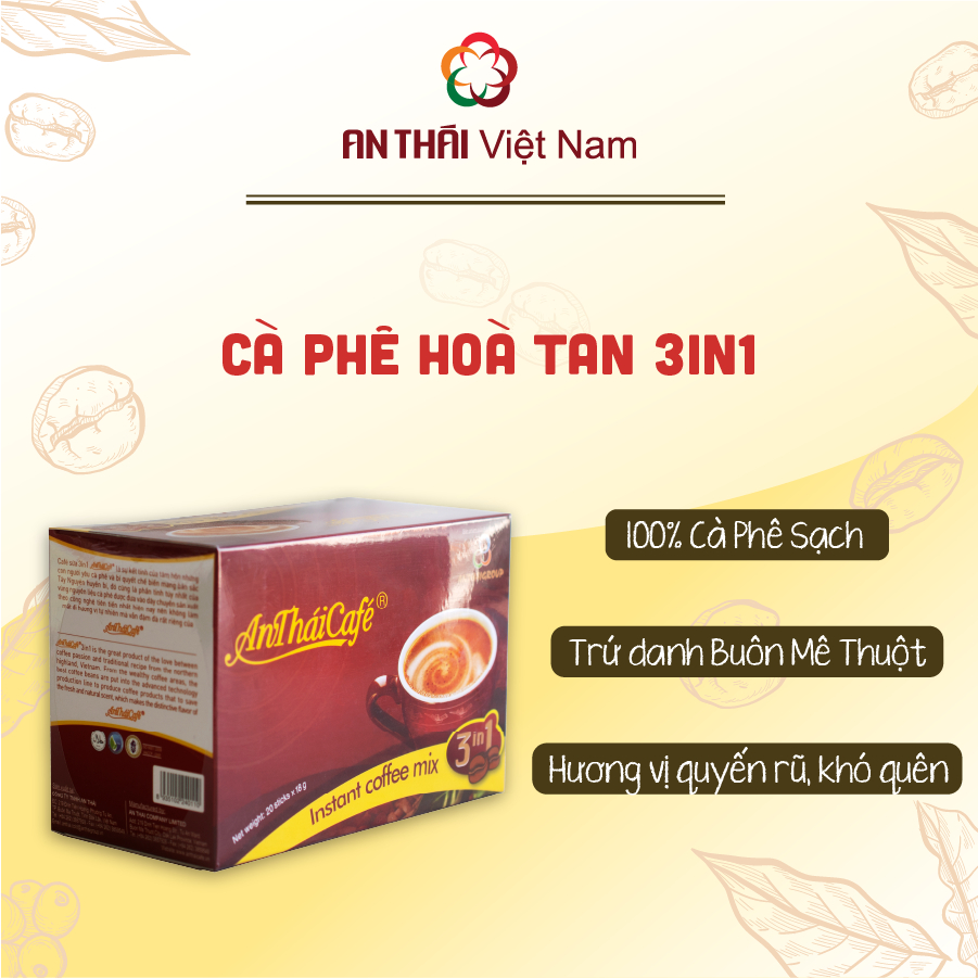 Cà Phê Sữa 3 Trong 1 AnTháiCafé (20 gói x 18gr) - Hương Vị Truyền Thống