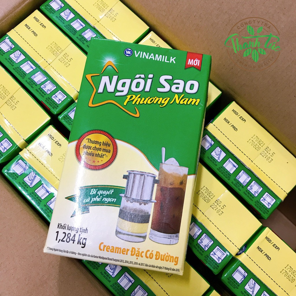 Sữa Đặc Ngôi Sao Phương Nam xanh lá, xanh dương- Hộp Giấy 1.284kg. Lon 380gr