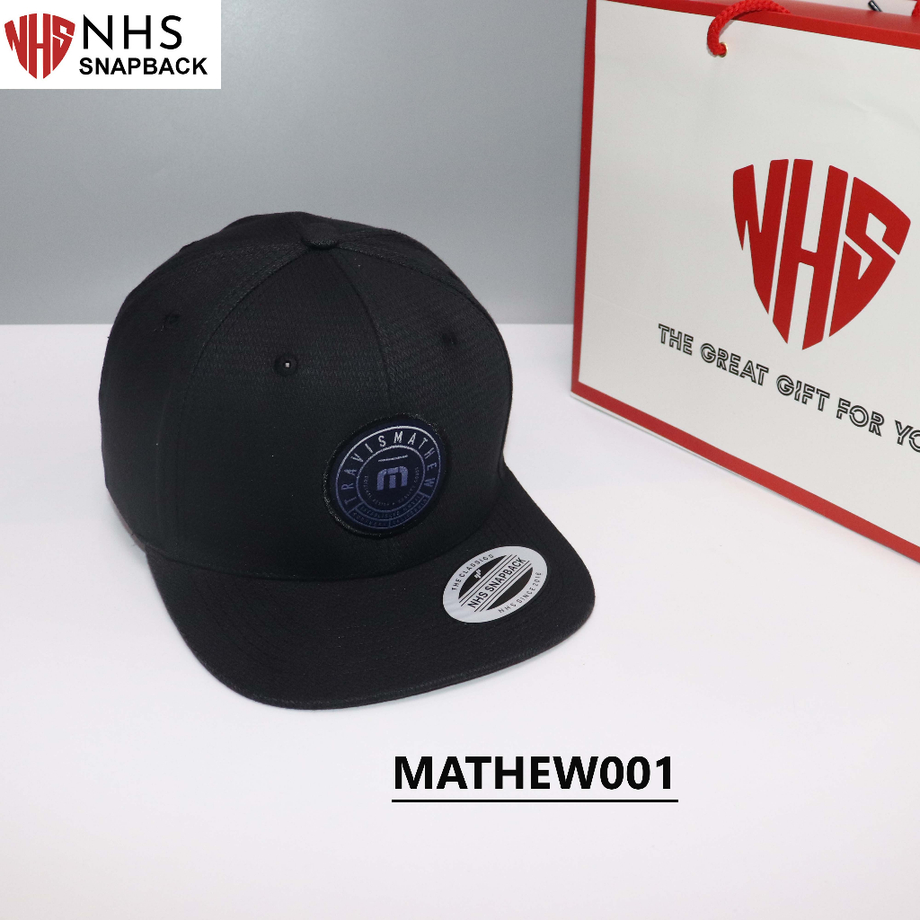 Mũ NHS Snapback Mathew đen logo xanh Mathew003