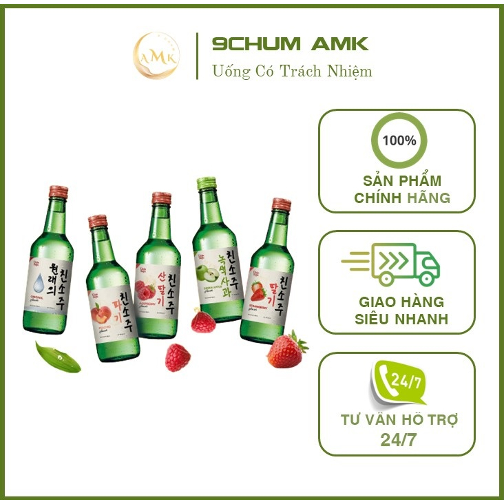 Rượu Chin Soju các vị hoa quả Chính Hãng, Chin Soju Hoa Quả Cực Kỳ Nổi Tiếng Với Vị Thanh Khiết Và Thơm Ngon