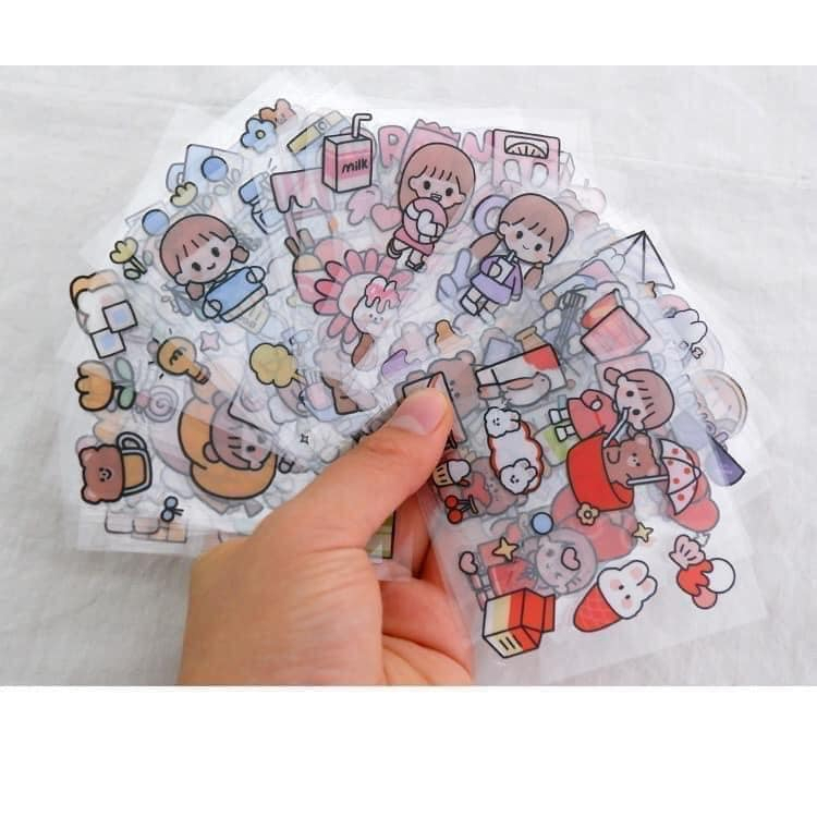 Miếng dán sticker cute trang trí dán tập vở, bình nước, bút