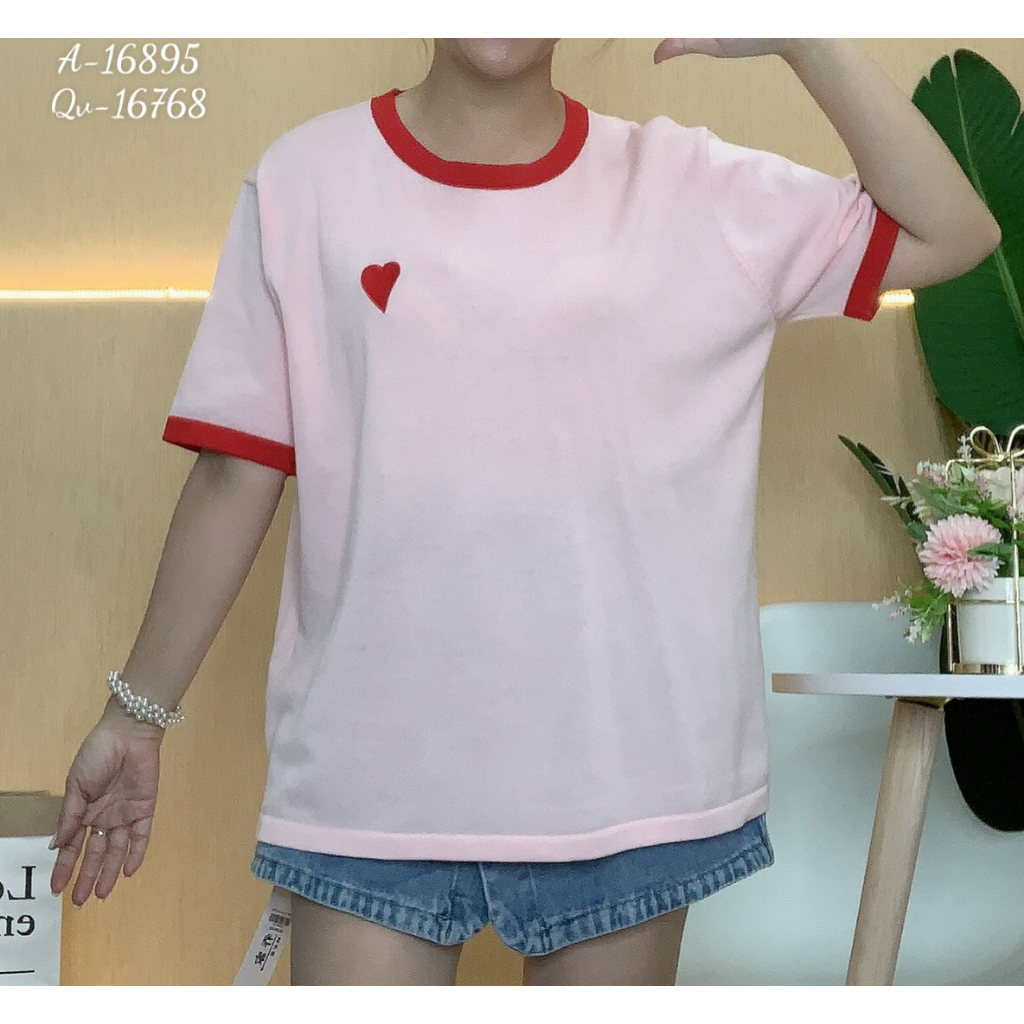 Áo len BIGSIZE  tim nhỏ HỒNG  16895