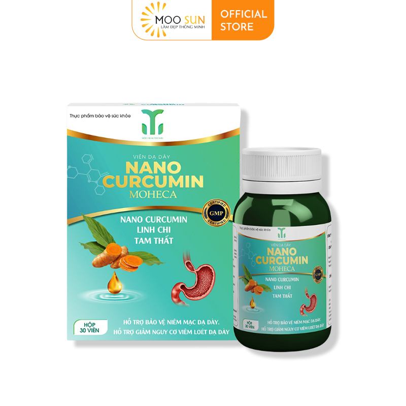 Viên uống tinh chất Nano Curcumin Moheca dành cho người bị viêm loét dạ dày, tá tràng, phụ nữ sau sinh loại hộp 30 viên