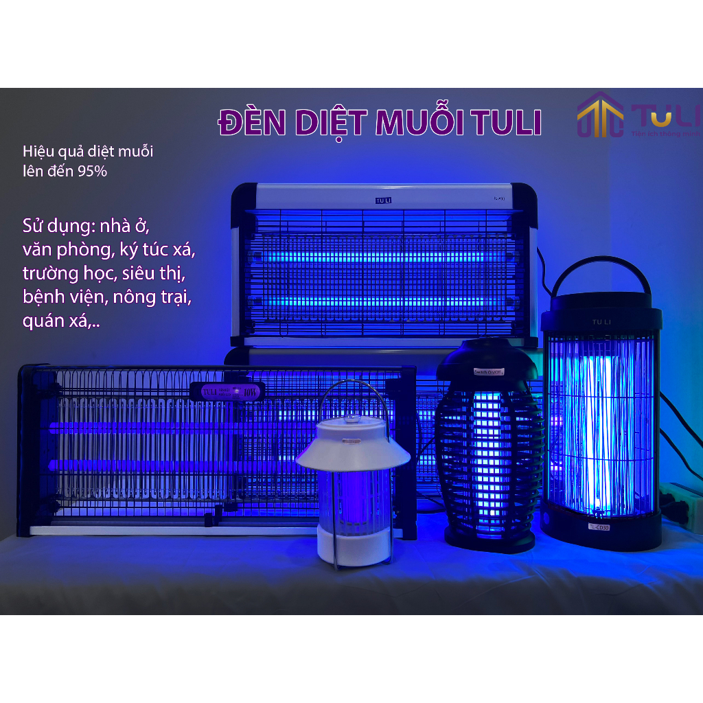 Đèn máy bắt thu hút diệt đuổi muỗi, côn trùng thông minh cao cấp TULI LG-360 trụ 30W/36W, An Toàn Hiệu Quả, BH 2 năm