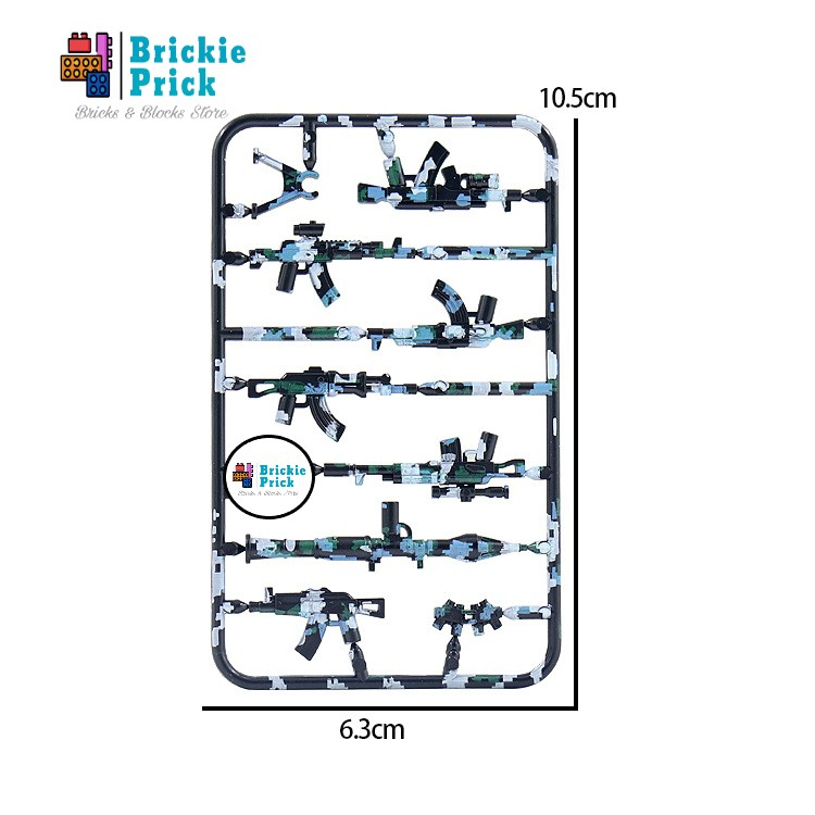Non - Lego Army - Phụ Kiện Súng Camo Xanh - Đồ chơi lắp ráp - Brickie Prick
