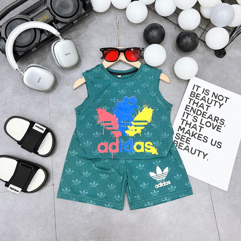 Bộ sát nách, sét cộc bé trai bé gái vải thông hơi siêu mát DAS01