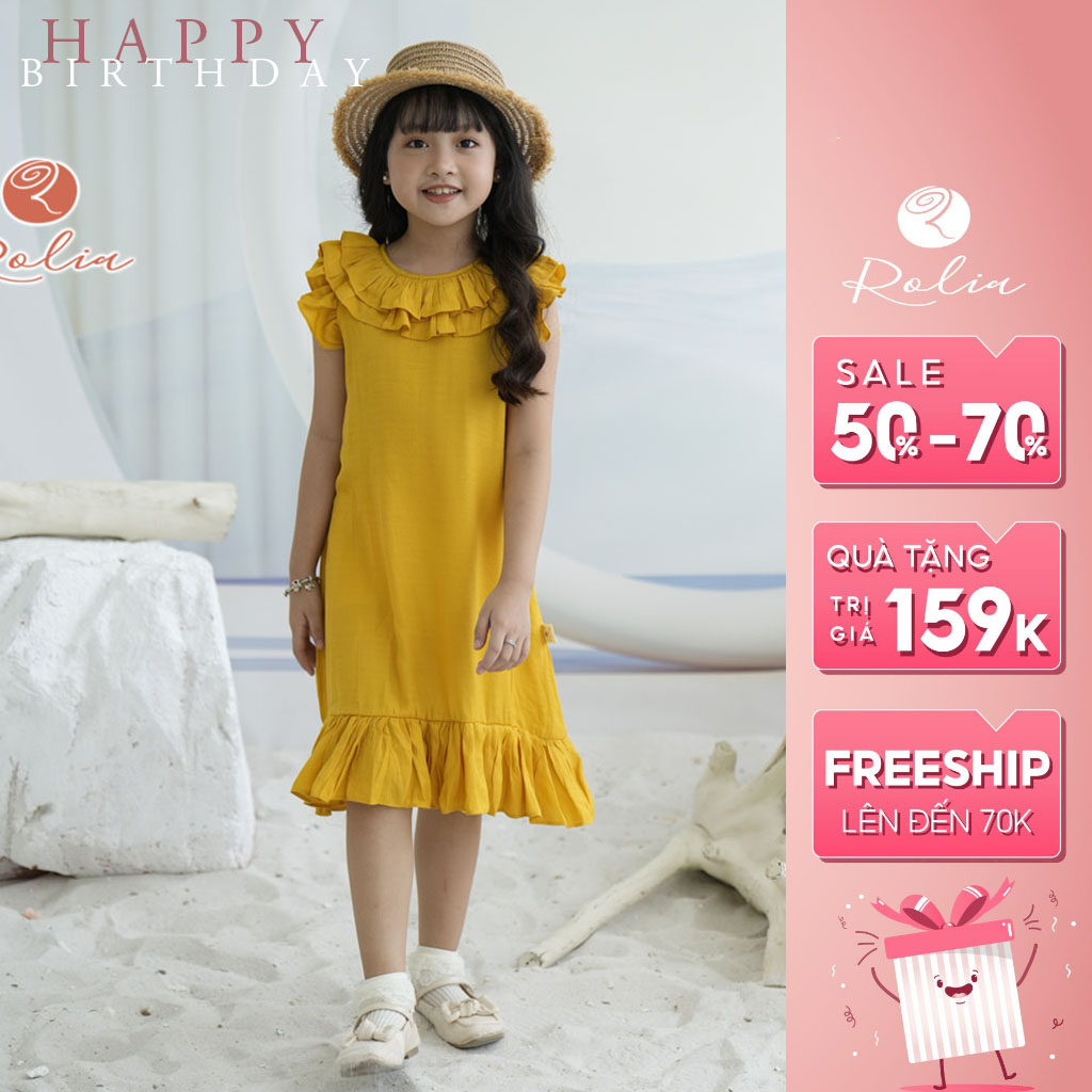 Váy bé gái ROLIA Gift cổ bèo tầng sát nách mặc lên quá thoải mái V114