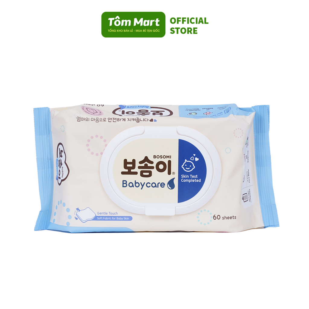 Khăn giấy ướt cho bé Baby Care Hàn Quốc TÔM MART cho da nhạy cảm, mềm mại, an toàn