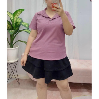( 60-95kg ) ÁO THUN GÂN CỔ TRỤ BIGSIZE -  DÁNG BASIC