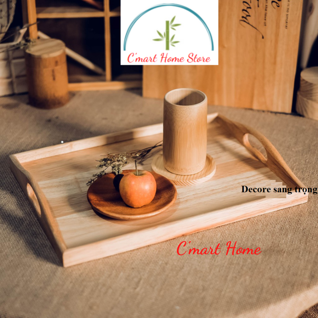 Khay Gỗ Cmart Home Bưng Bê Đựng Đồ Ăn Decore Trang Trí - Khay Được cải Tiến Với Giá Tốt So Với Sản Phẩm Cùng Loại