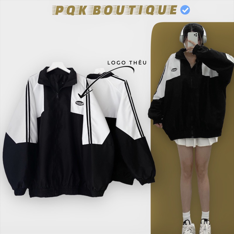 [ chính hãng ] Áo Khoác Dù 2 Lớp Form Rộng Chữ Thêu WHATEVER - pqk boutique