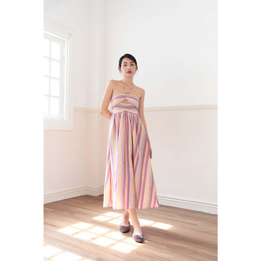 DOTTIE - Đầm kiểu cột dây kẻ sọc nữ - D0349