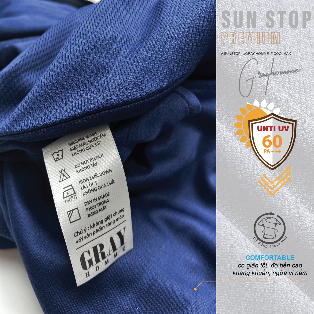 Áo chống nắng nam UNTI UV GRAYHOMME Ultral Dry có lỗ thông hơi chống tia UV SUN001