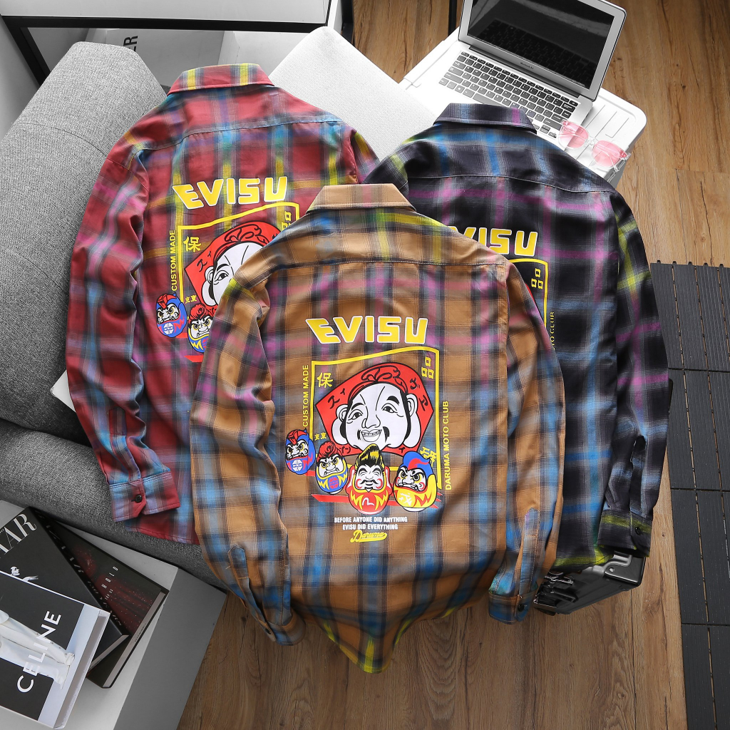 Áo sơ mi dài tay ngắn tay EVISA họa tiết in ông địa xịn xò không phai không tróc không xù lông ĐTREND.SHOP