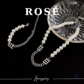 Bộ Vòng cổ/ Vòng tay ROSE chữ B Cho Nam Nữ Unisex