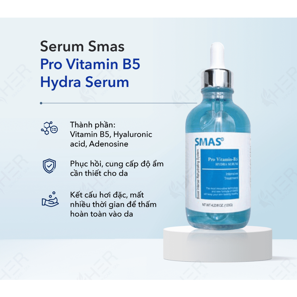 Serum HA Plus & Pro Vitamin B5 SMAS chuyên cấp ẩm và phục hồi da