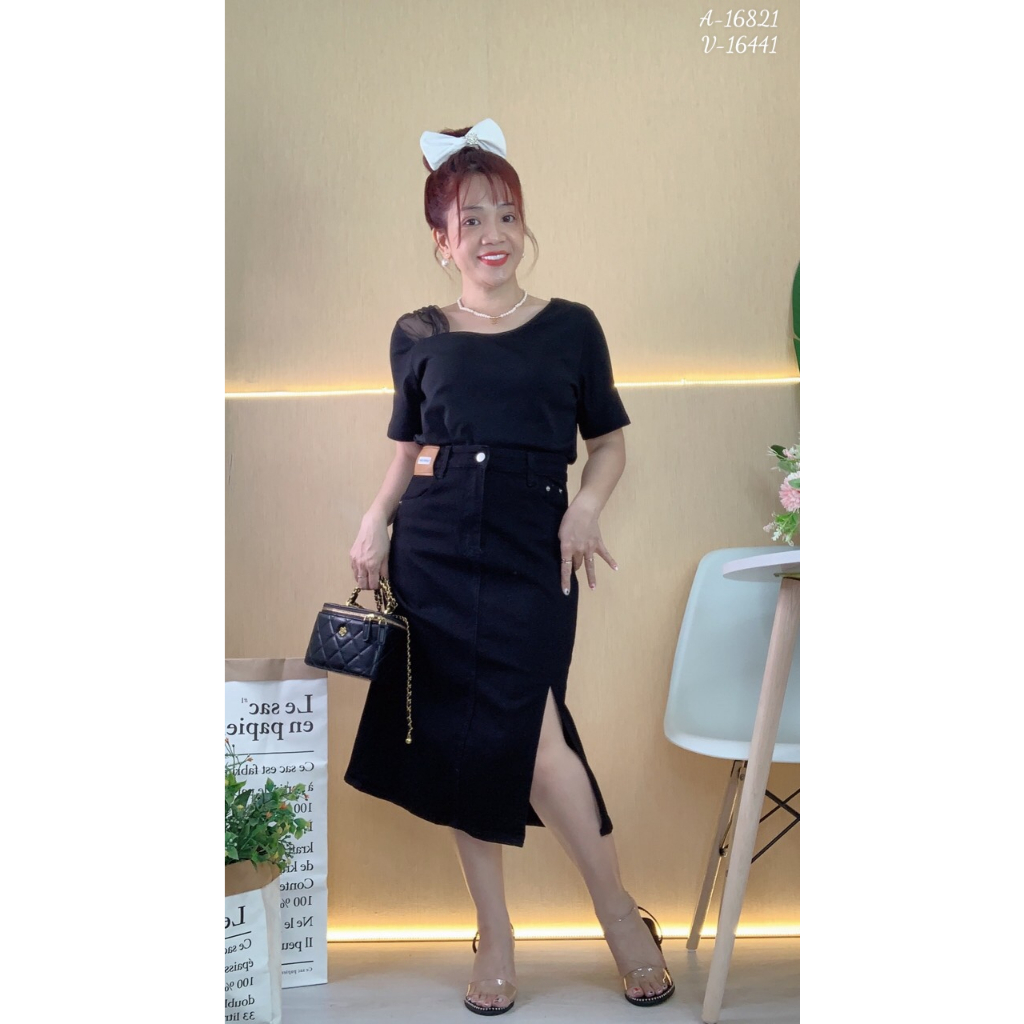 SALE Váy jean dài BIGSIZE xẻ chân váy bò 16441