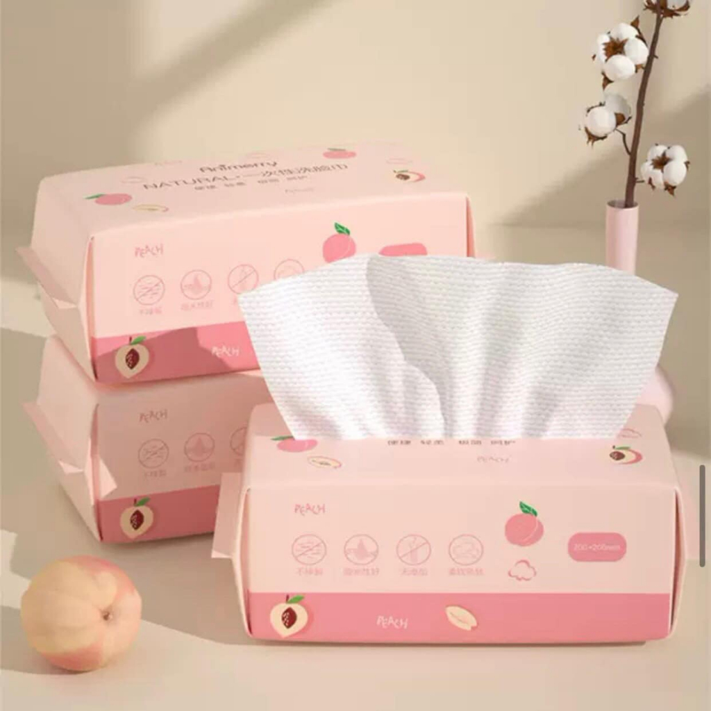 Khăn Giấy Cotton Lau Mặt Khô Dùng 1 Lần Dạng Rút