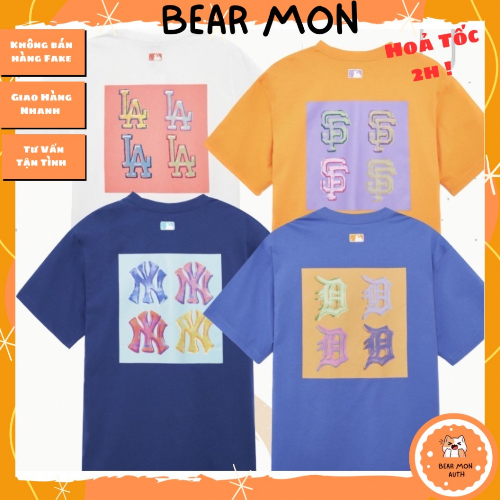 Áo Phông Nam Nữ MLB Pop Art Graphic Overfit Short Sleeve T-Shirt Detroit Tigers 3Atsl0233 Trắng xanh vàng