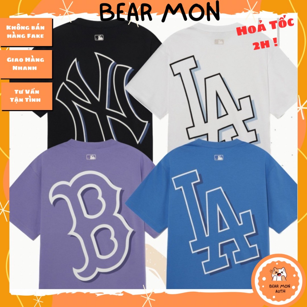 Áo MLB Basic Megalogo Overfit Short Sleeve T-Shirt La Dodgers 3Atsb0433 màu xanh đen tím trắng